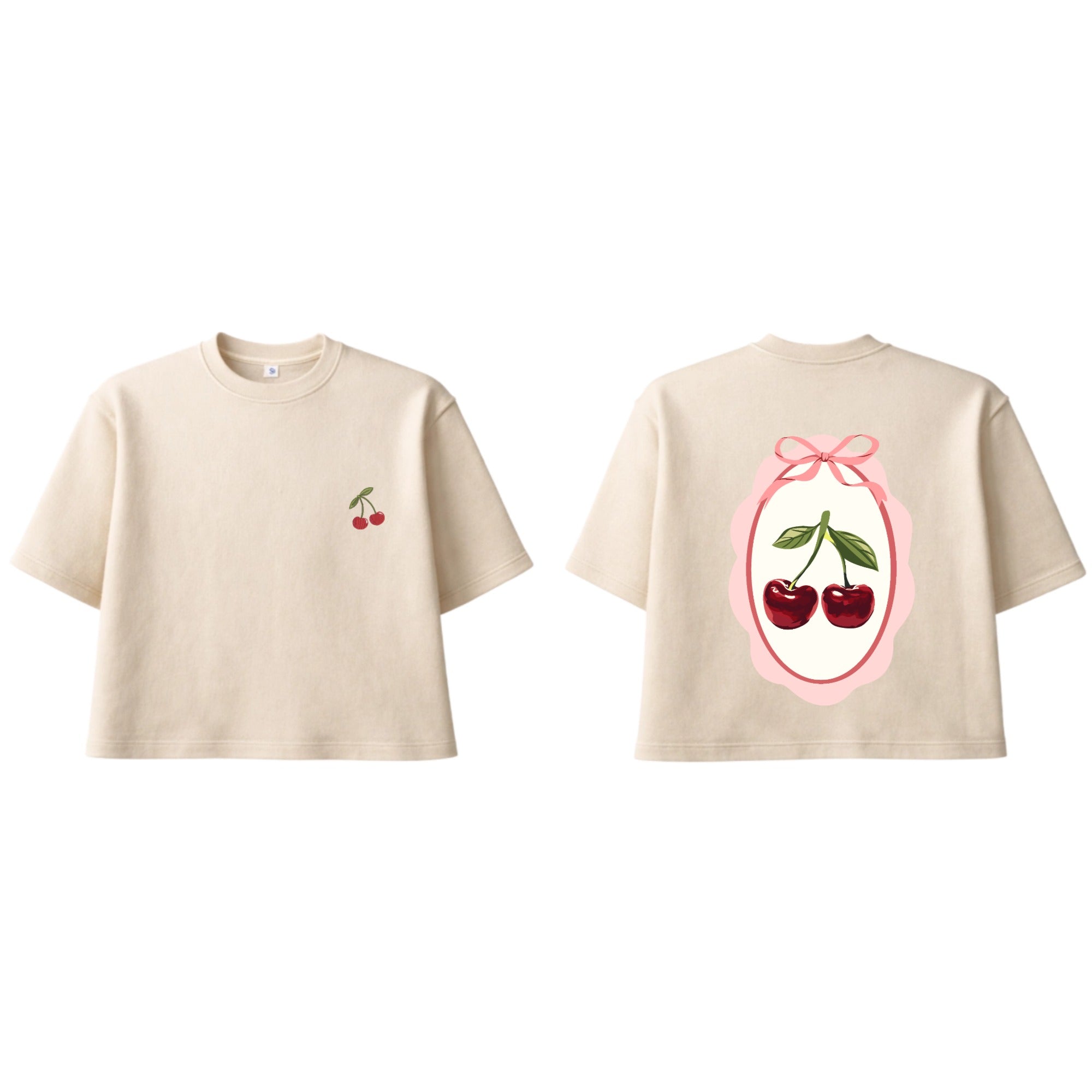 Boxy Top Fleece Front Chest Embroidered And Back Printed