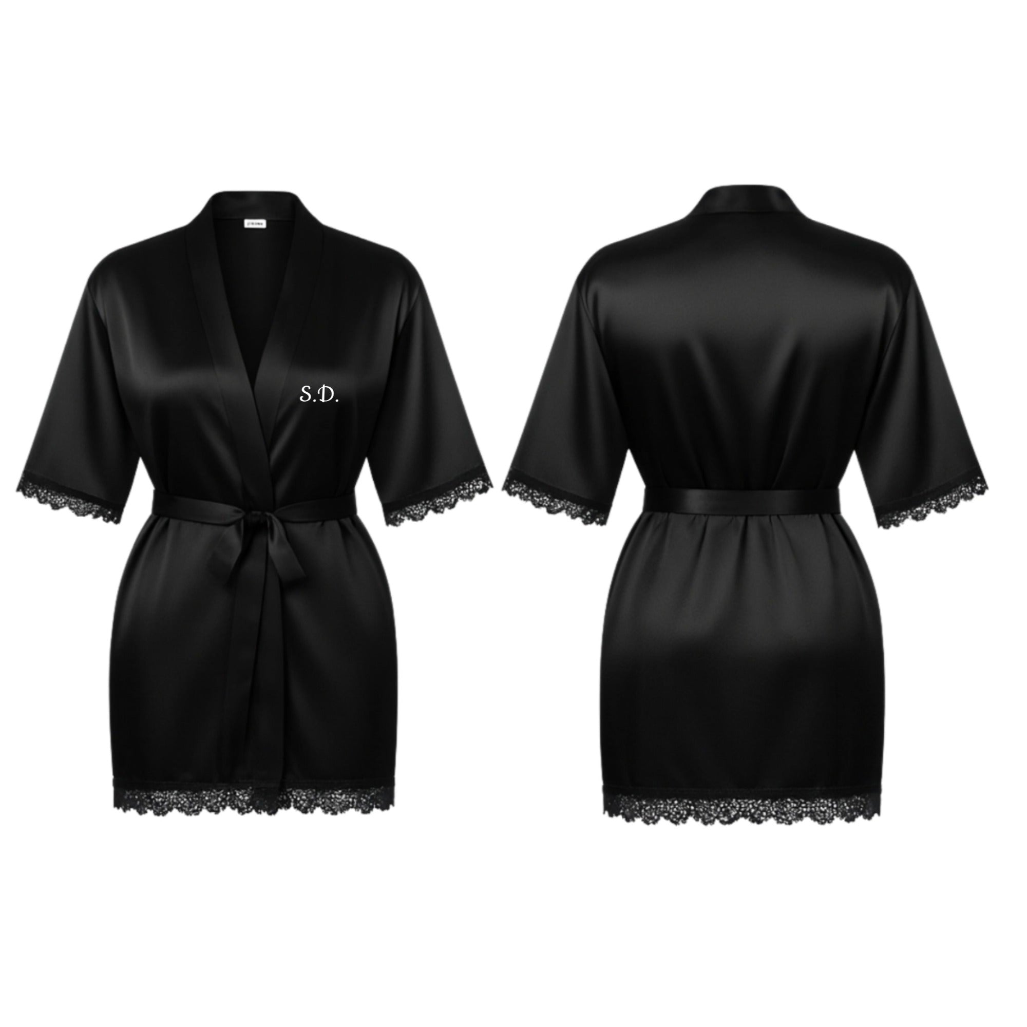 Initials Lace Trim Robe