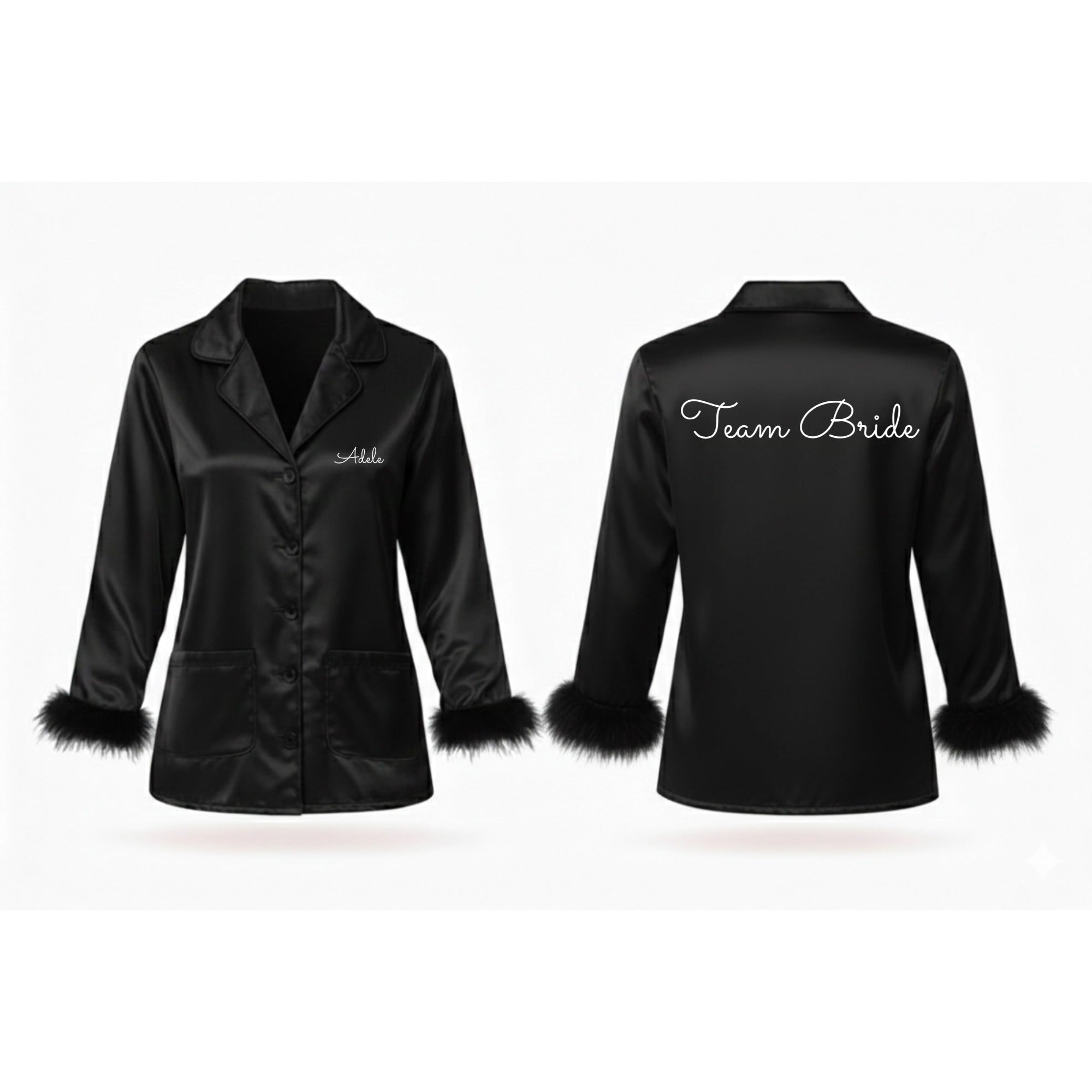 Inscription Front And Back Feather Trim Satin Set