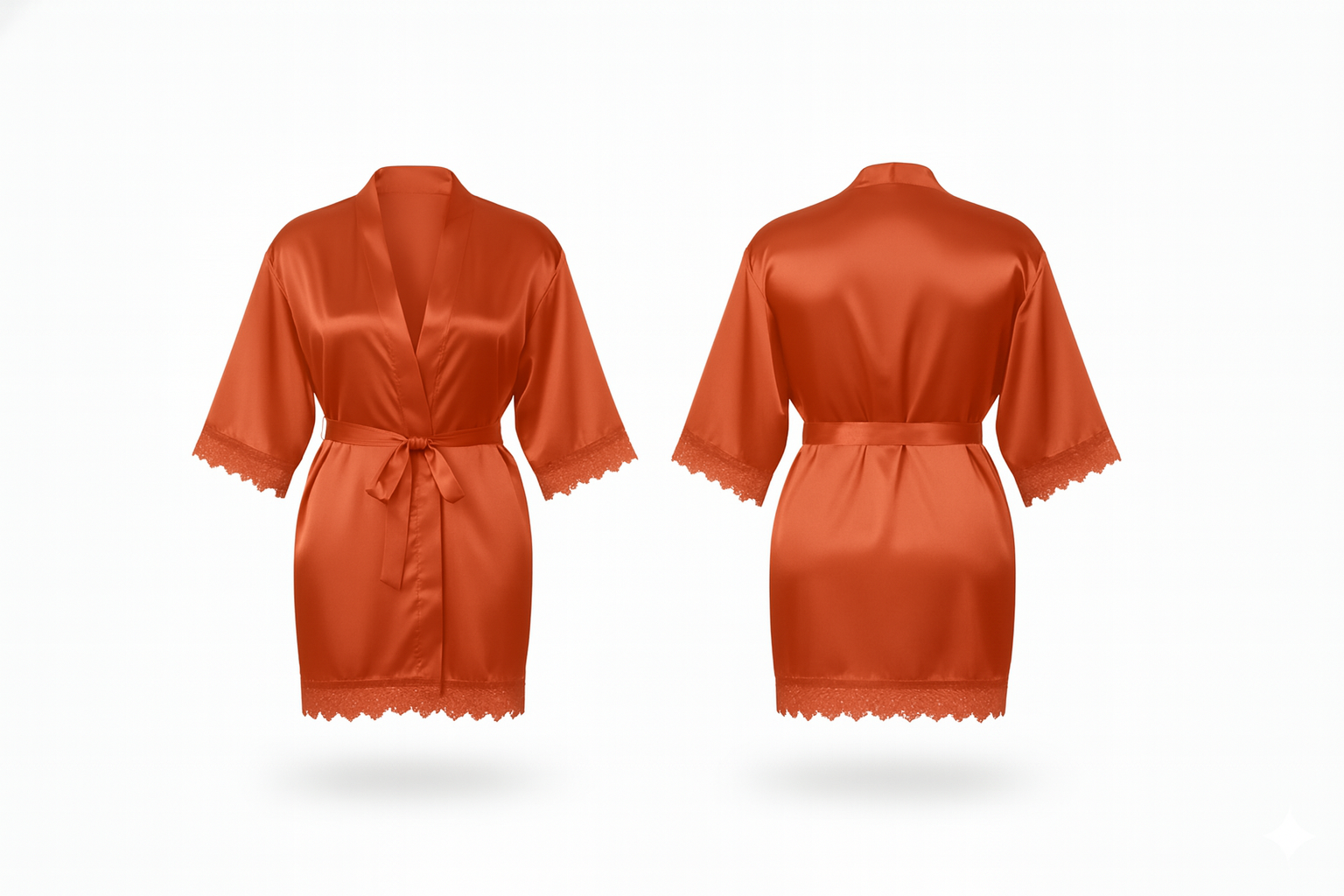 Lace Trim Robe Cinnamon - BLANK