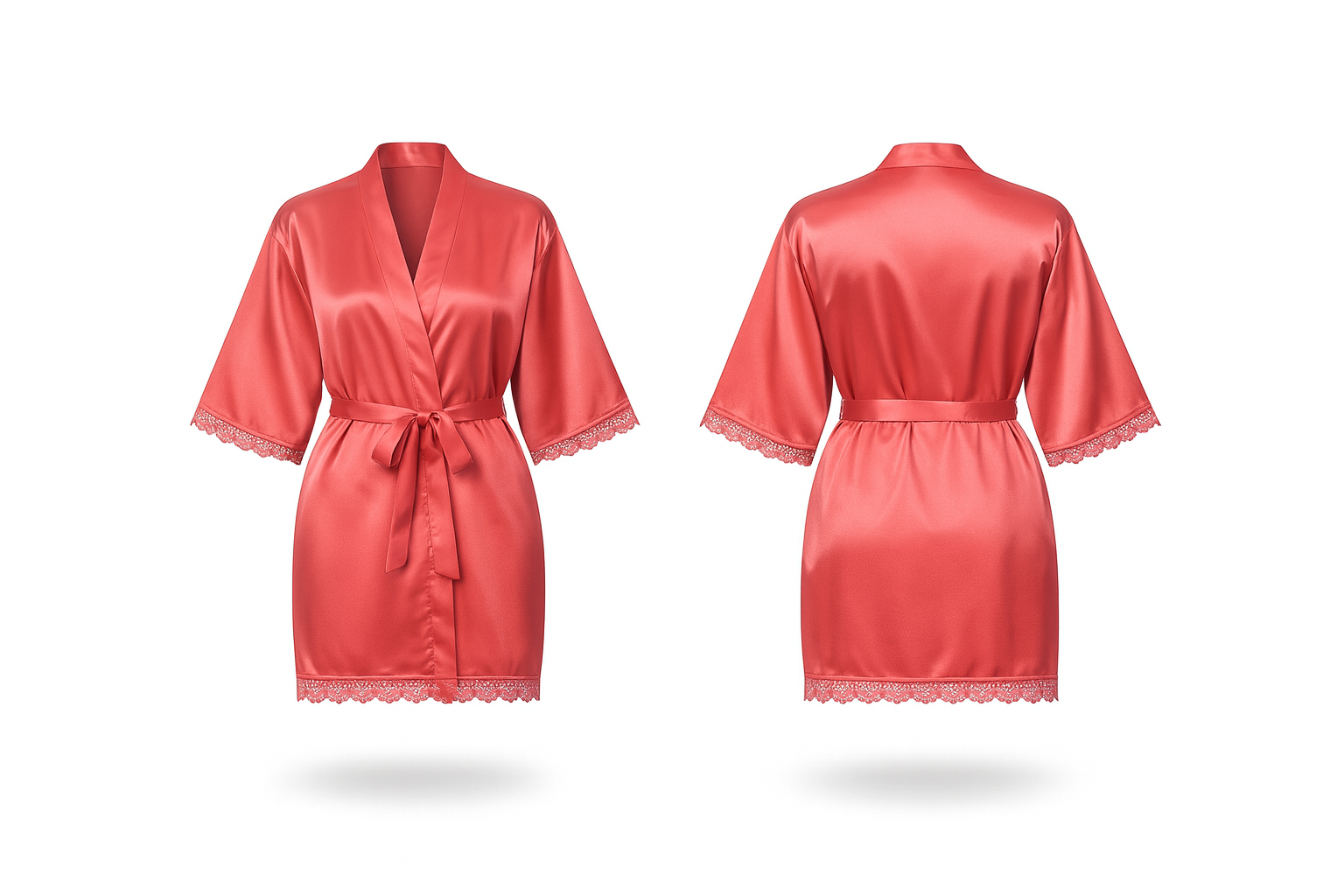 Lace Trim Robe Maple Red - BLANK
