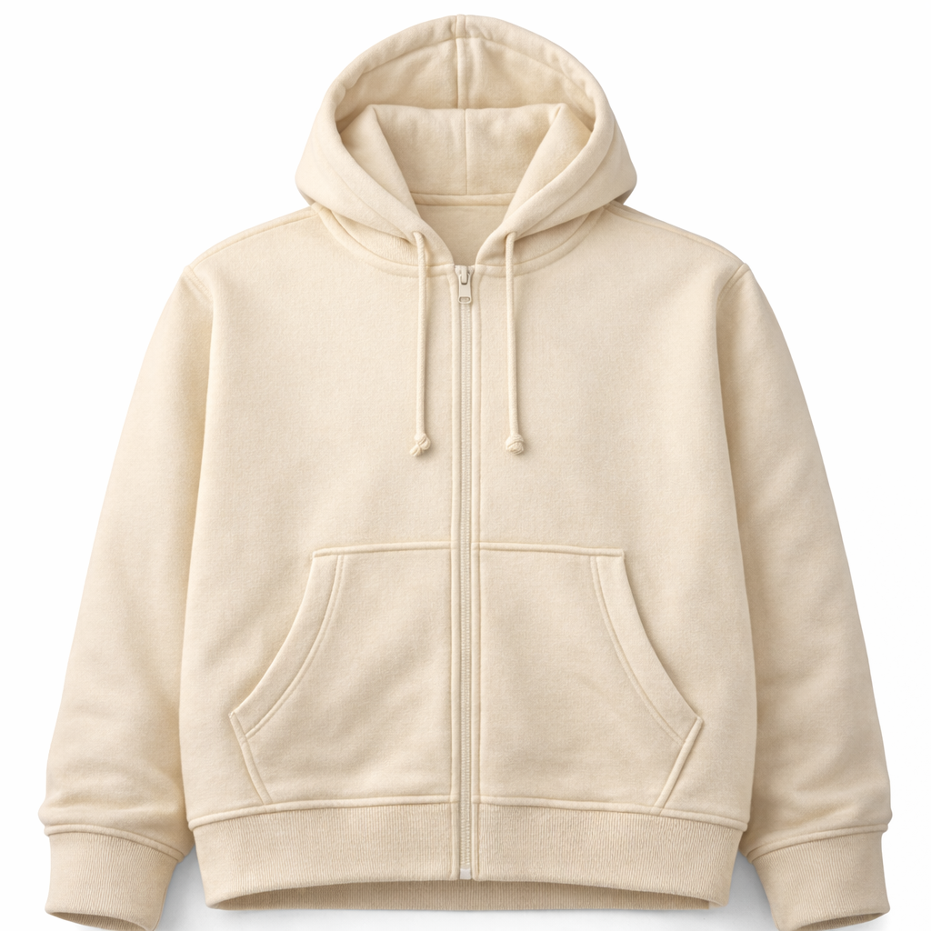 Classic FZ Fleece Hoodie Ivory-Blank
