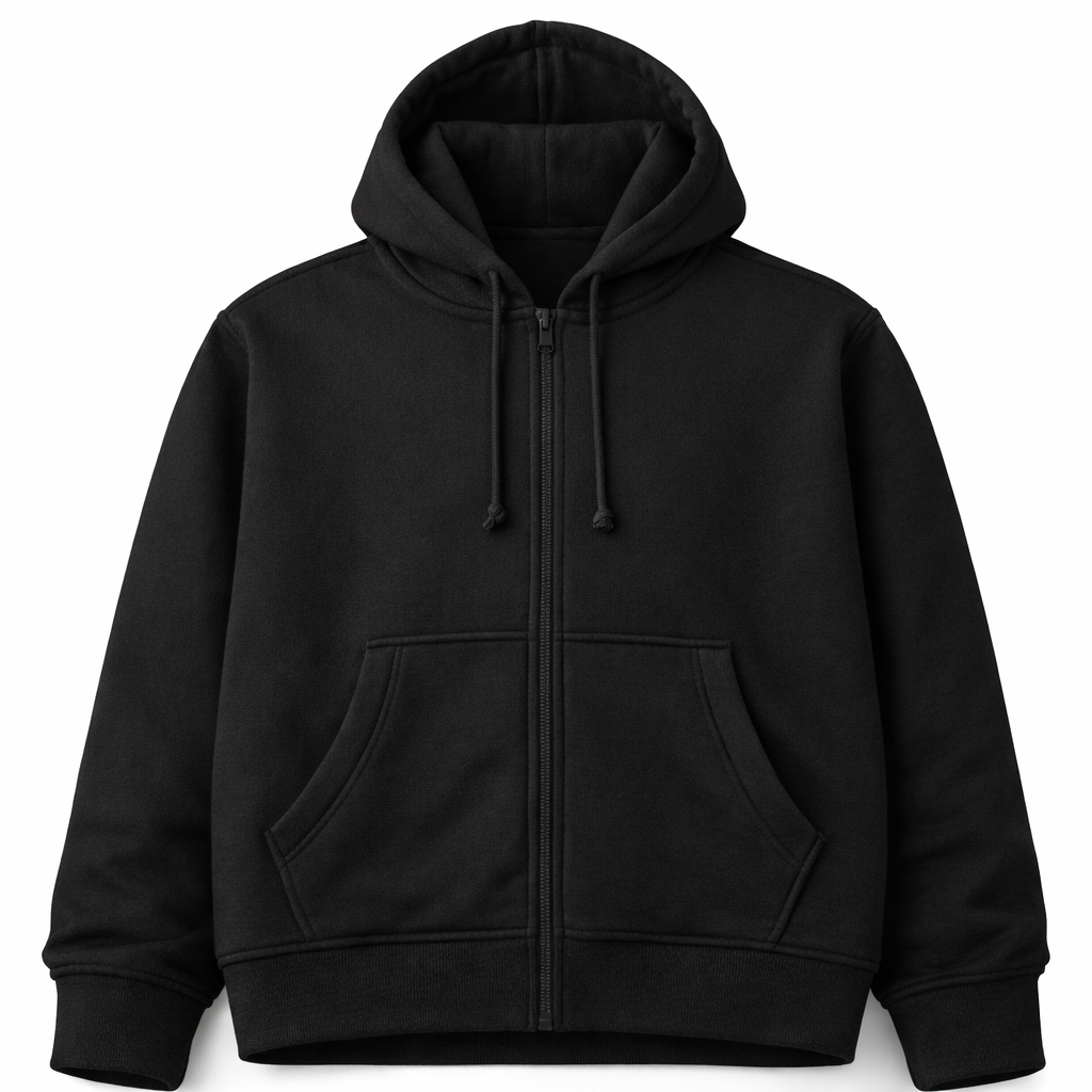 Classic FZ Fleece Hoodie Black-Blank