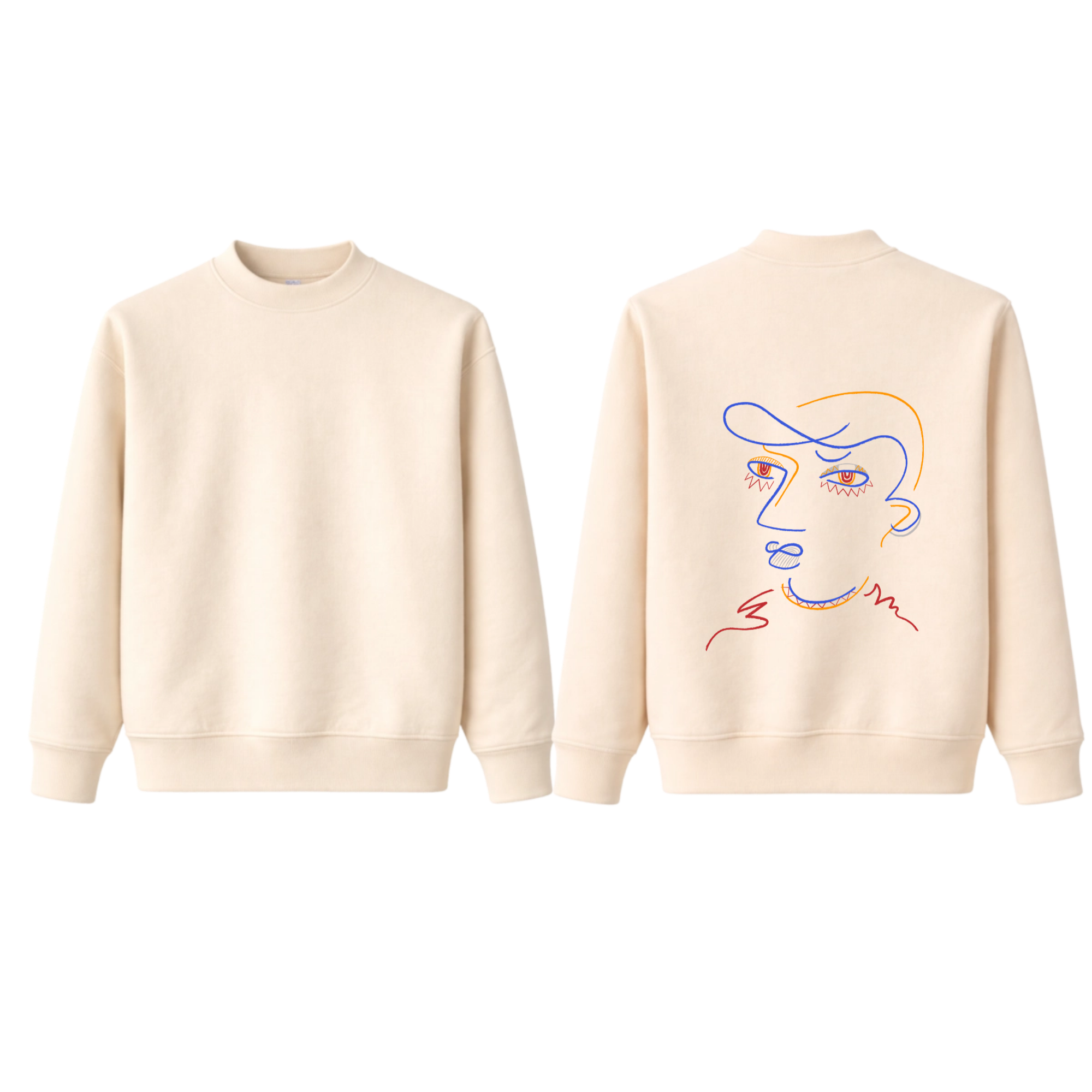 Classic Crew Neck Fleece Printed Back