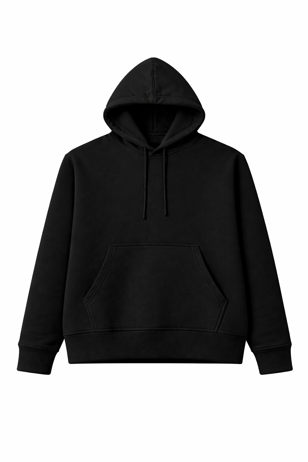 Classic Pull Over Fleece Hoodie Black-Blank