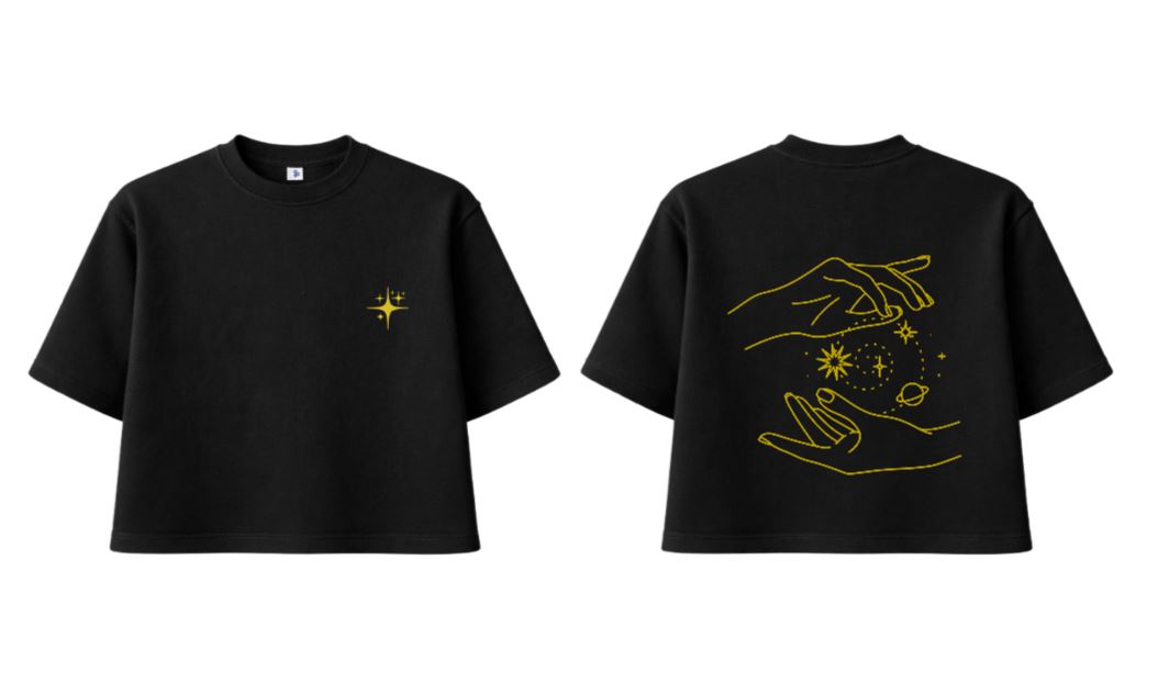 Boxy Top Fleece Front Chest Embroidered And Back Printed