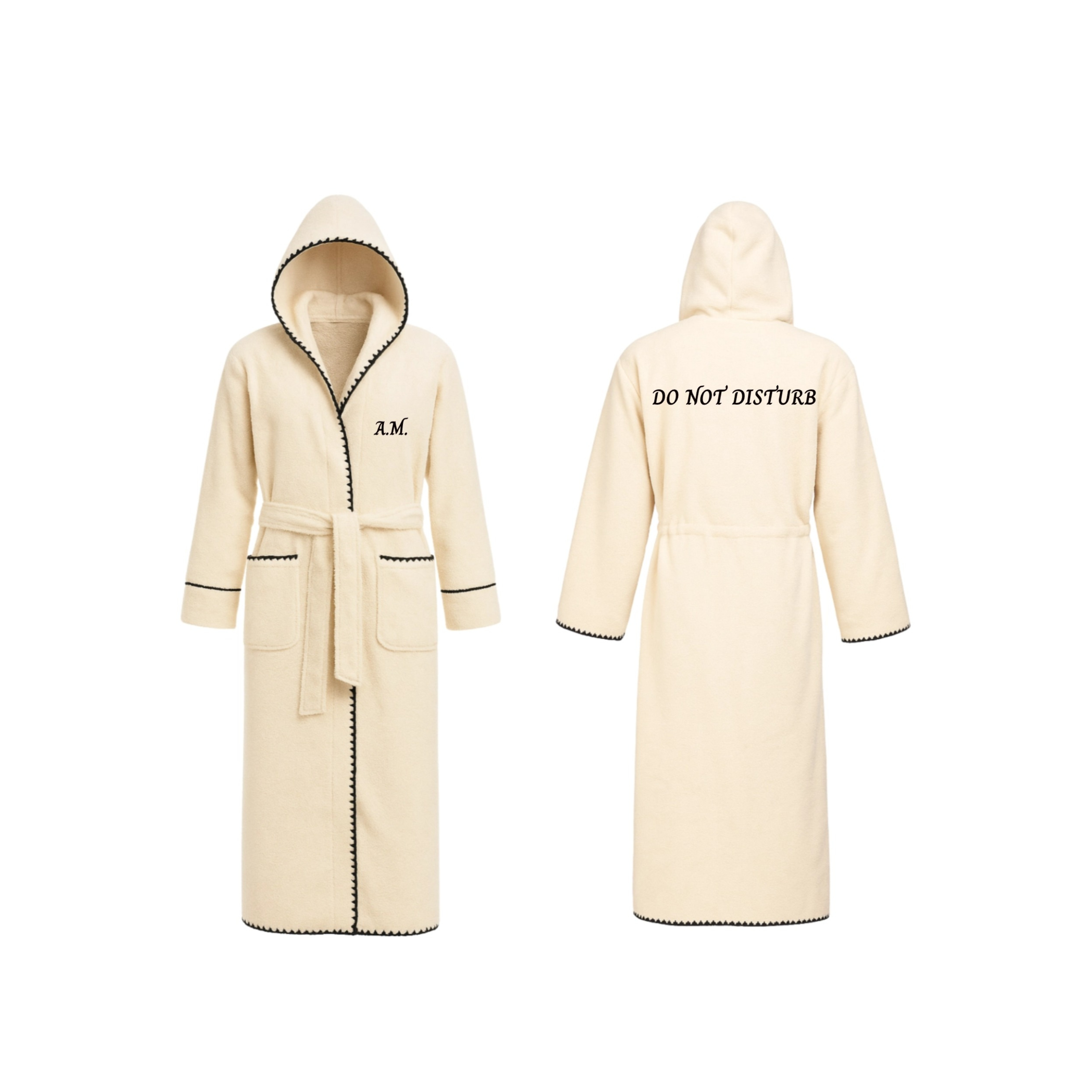 Hooded Bath Robe Inscription