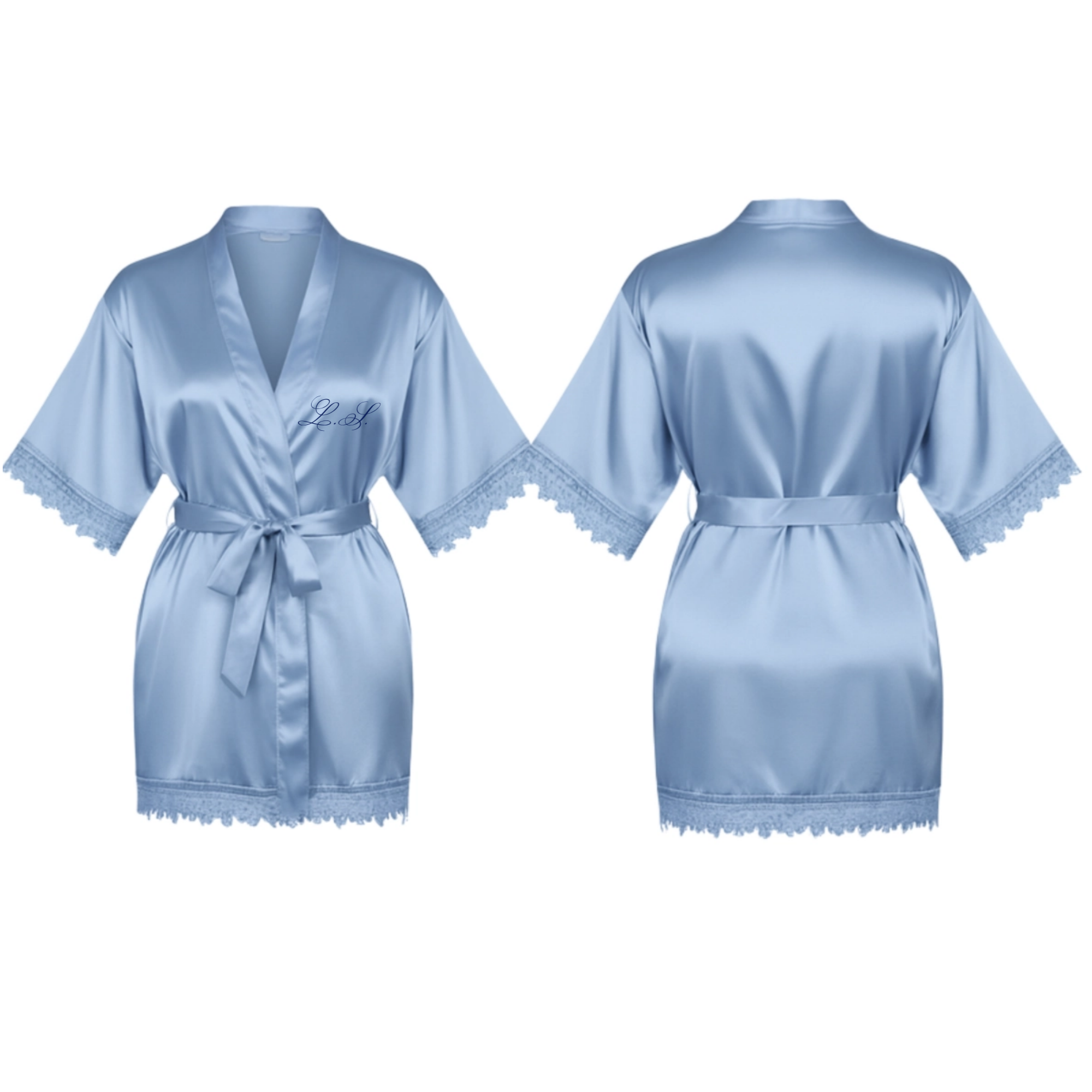 Initials Lace Trim Robe