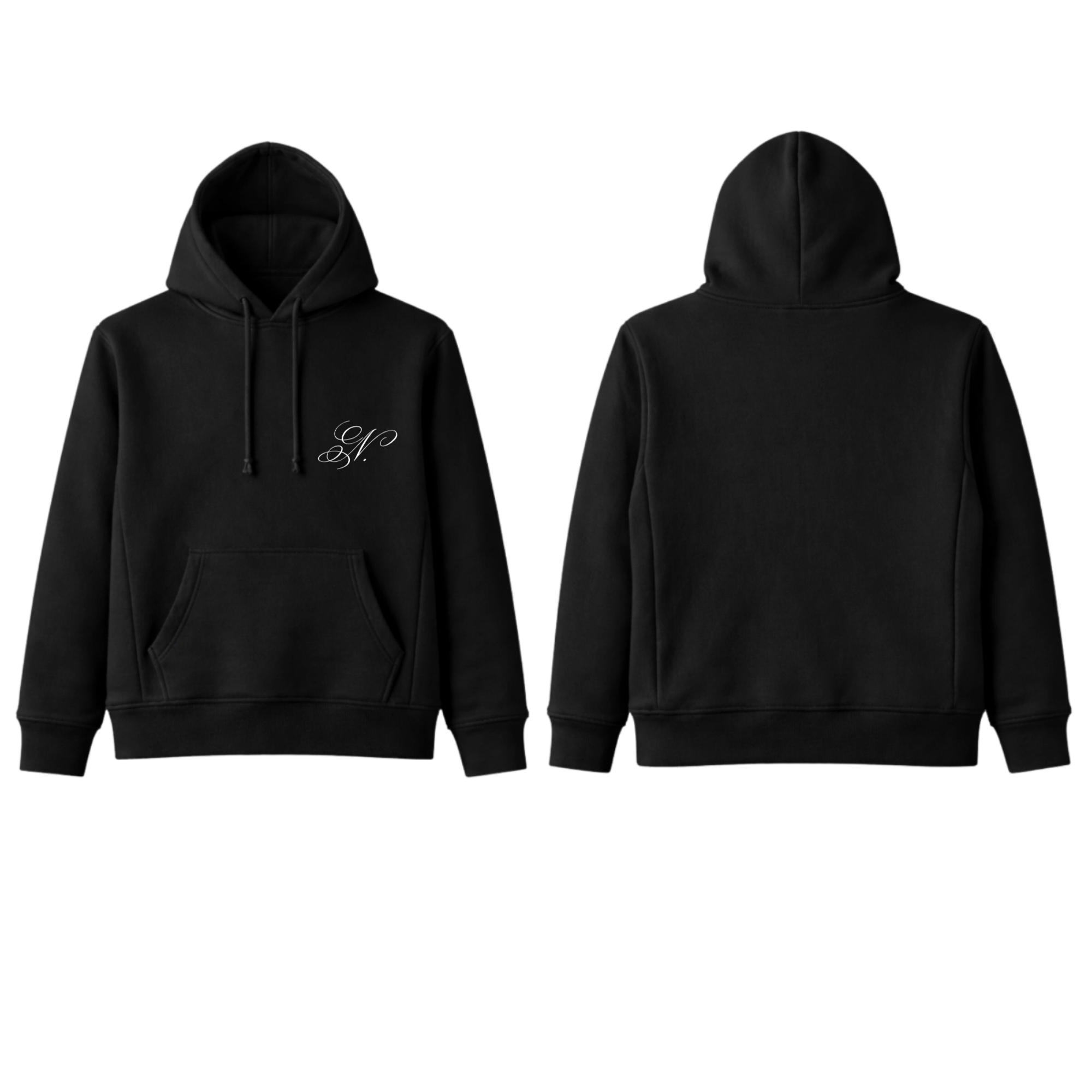 Initials Mid Length Pull Over Fleece Hoodie