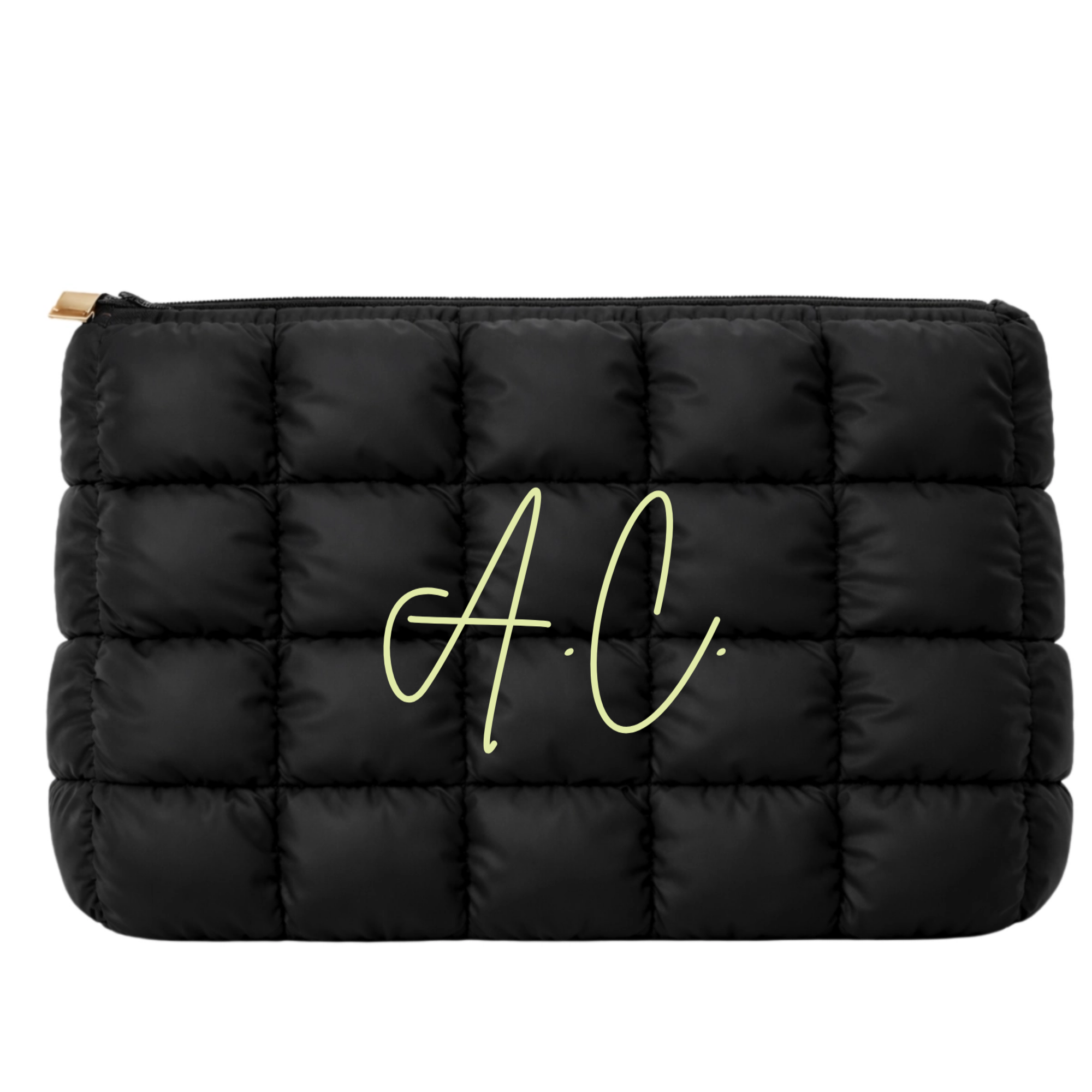Initials Quilted Cosmetic Makeup Bag