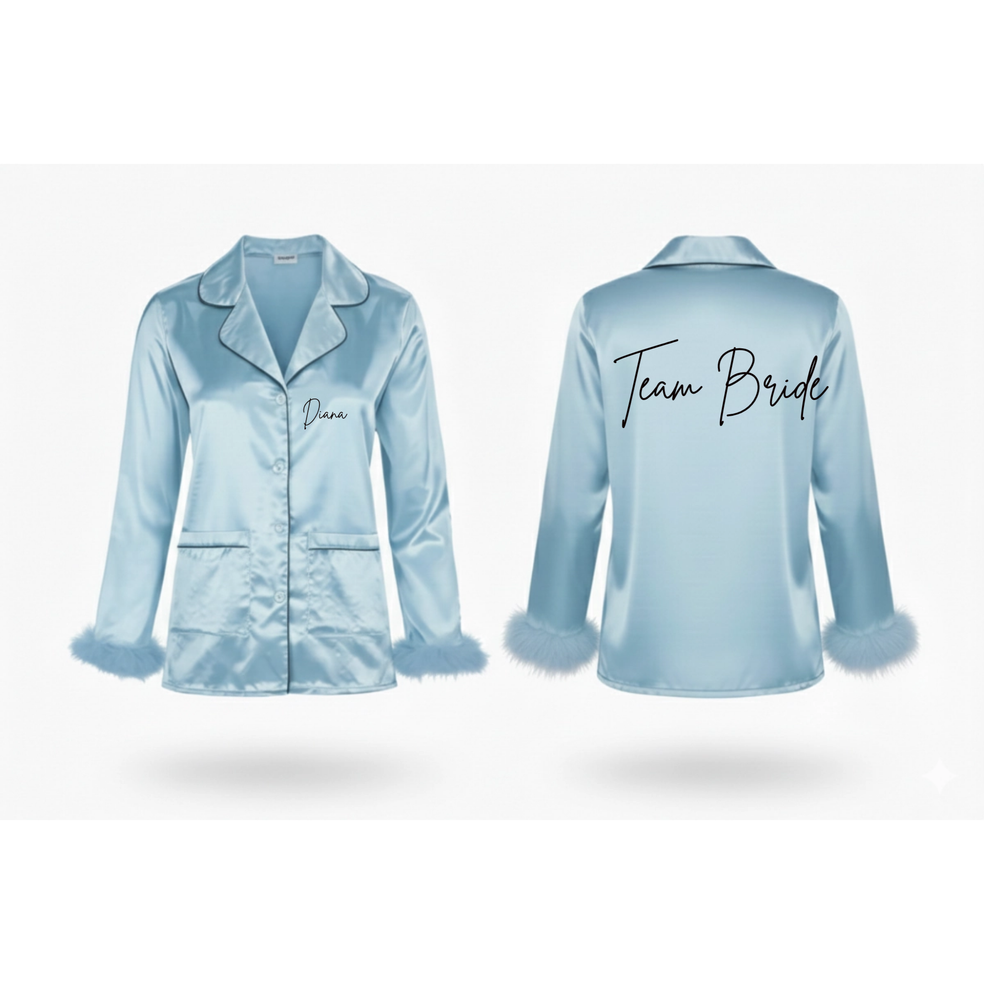 Inscription Front And Back Feather Trim Satin Set