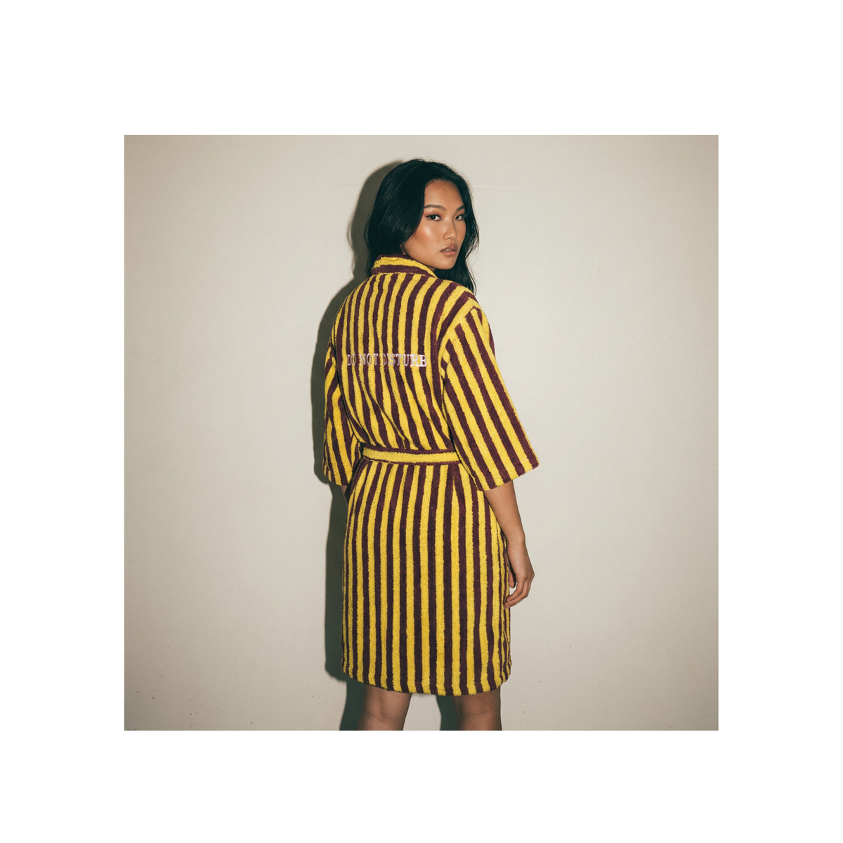 Inscription Striped Bath Robe
