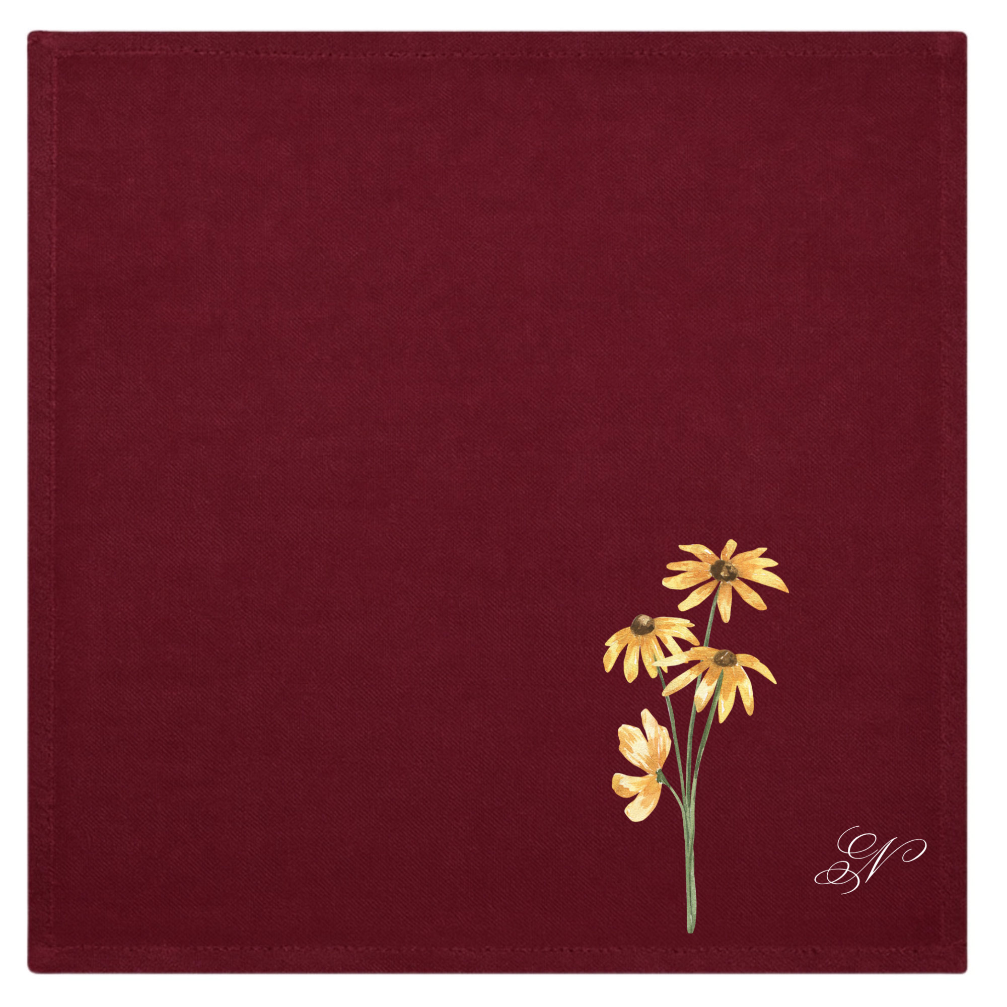 In Bloom Initials Linen Napkin