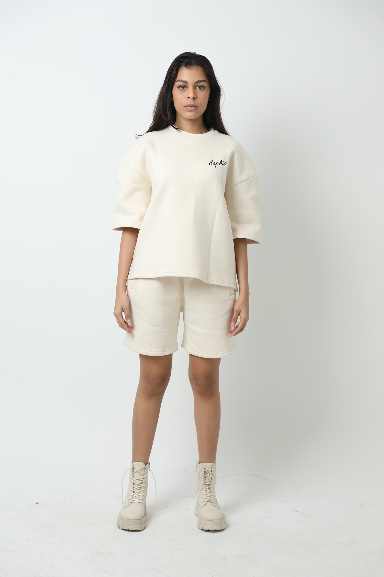 Luxe Boxy top fleece Inscription Nuevo