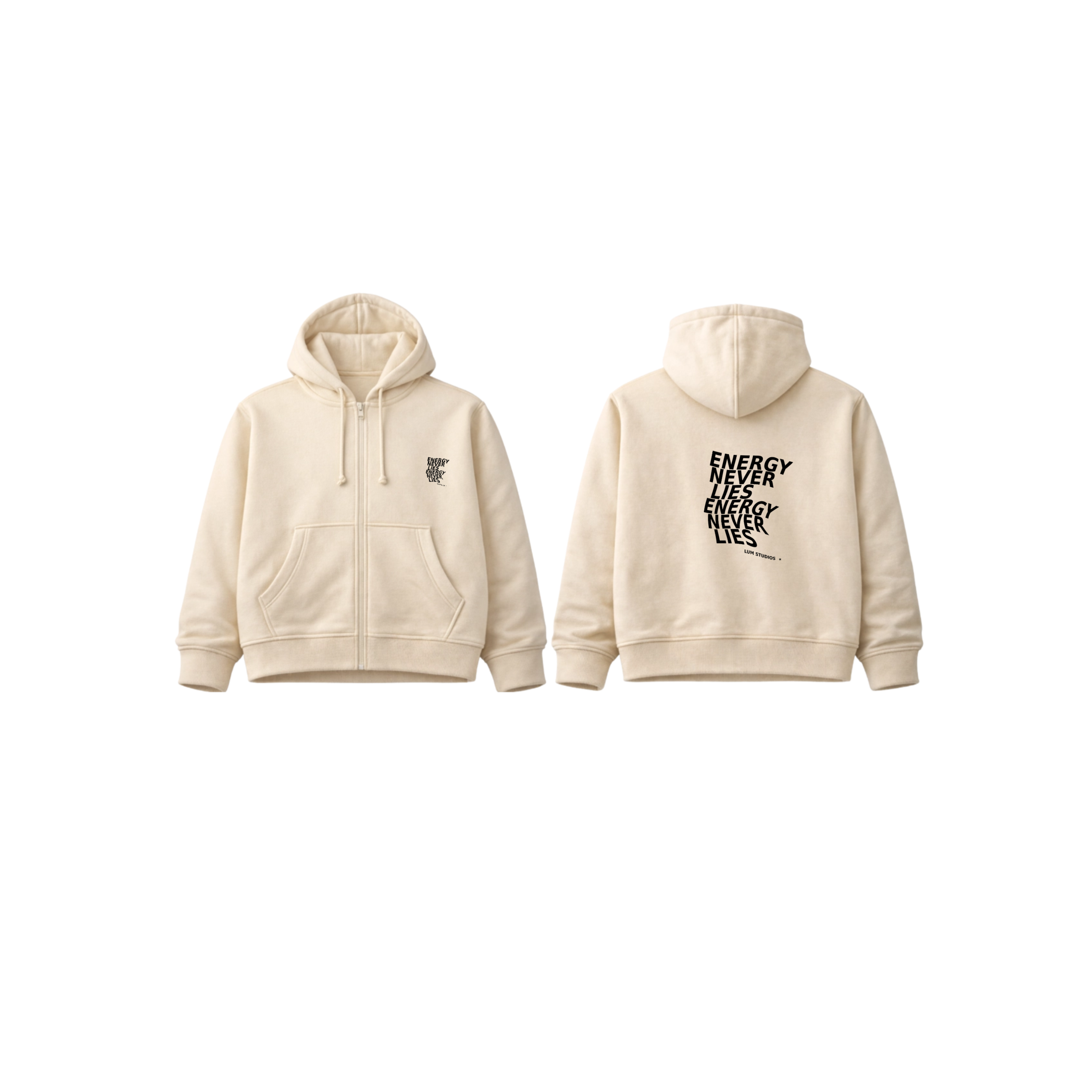Luxe Classic Zip Hoodie Graphic Front And Back