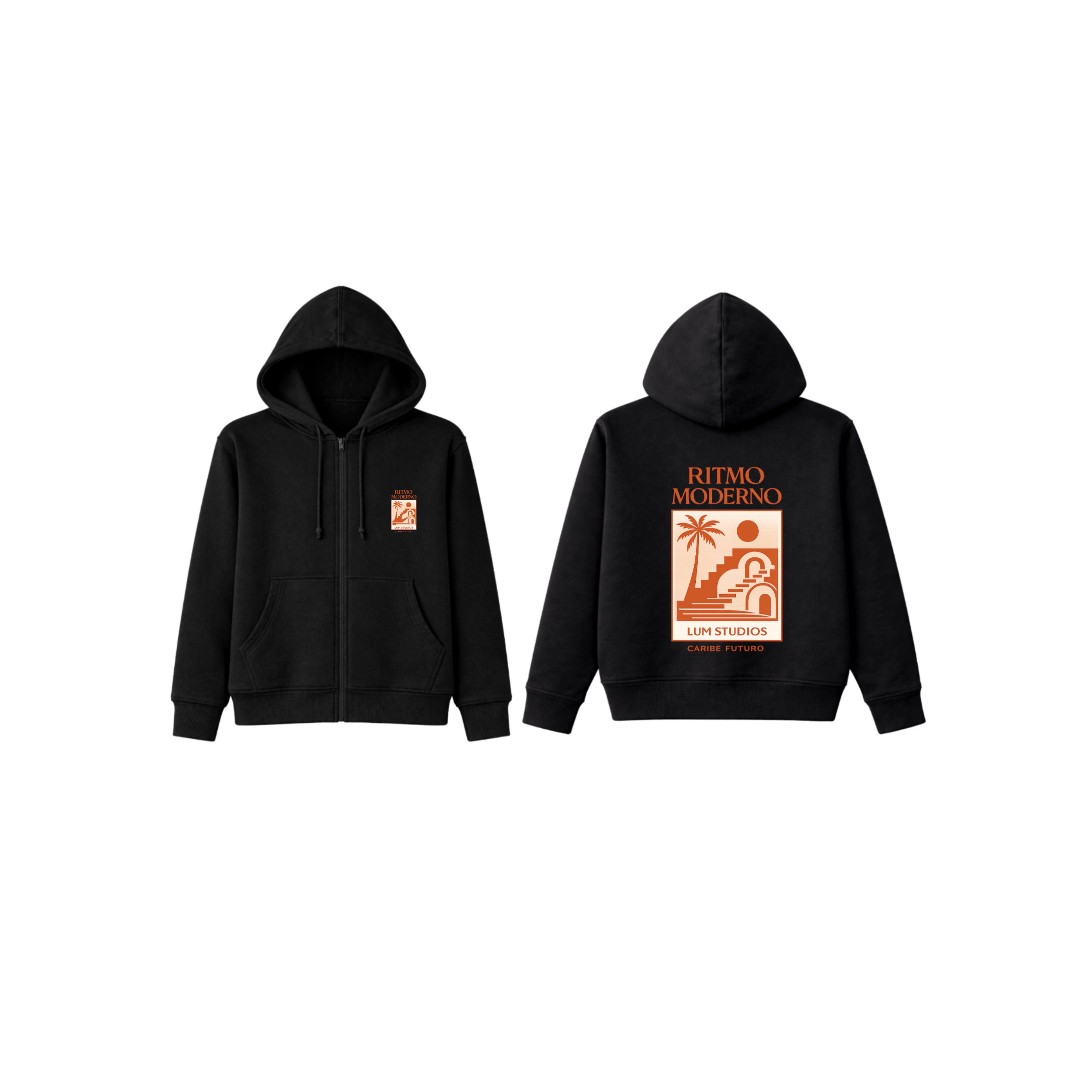 Luxe Short Zip Hoodie DTF and embroidered