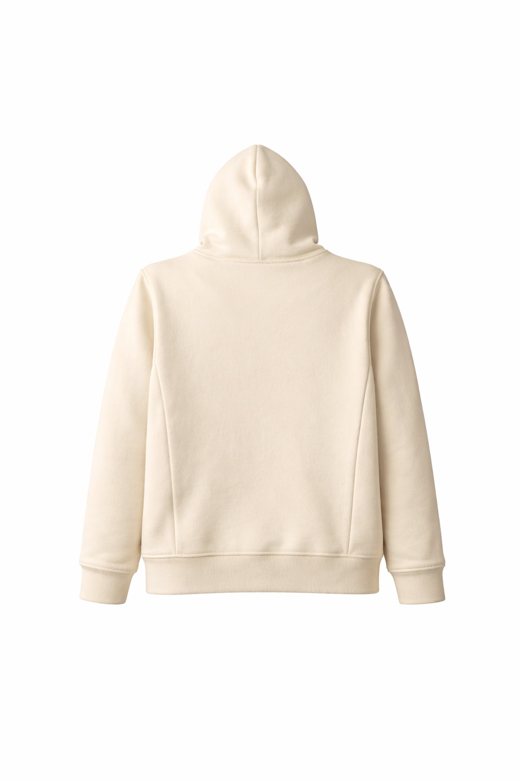 Mid Length Pull Over Fleece Hoodie Ivory-Blank