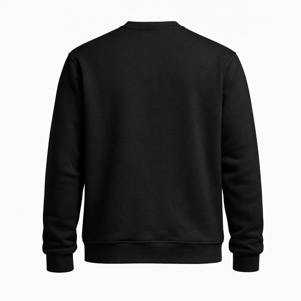 Mid Length Crew Neck Fleece Black-Blank