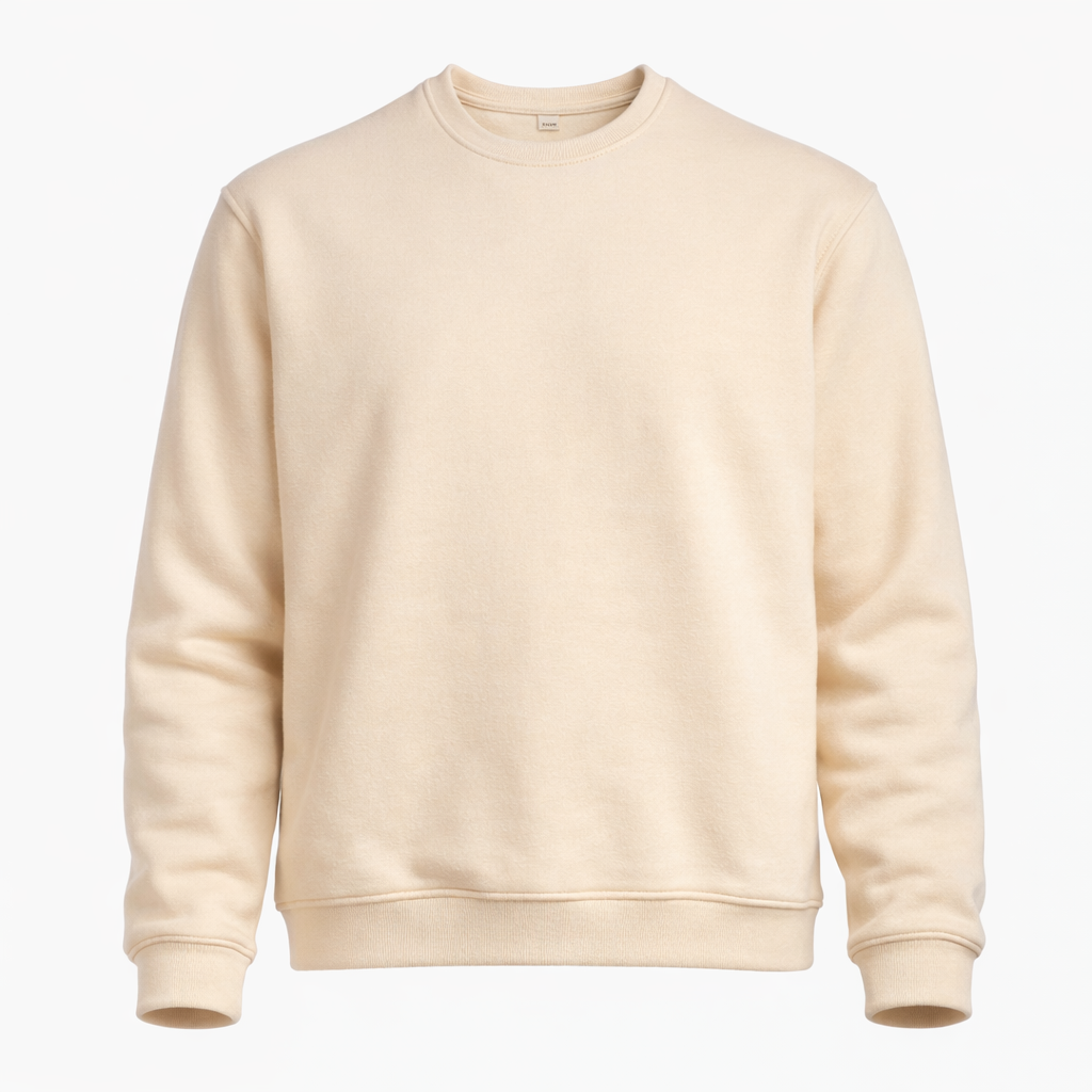Mid Length Crew Neck Fleece Ivory - BLANK