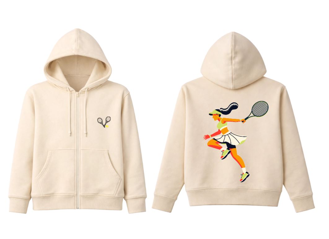 Mid Length FZ Fleece Hoodie-Embroidery & Printed Back
