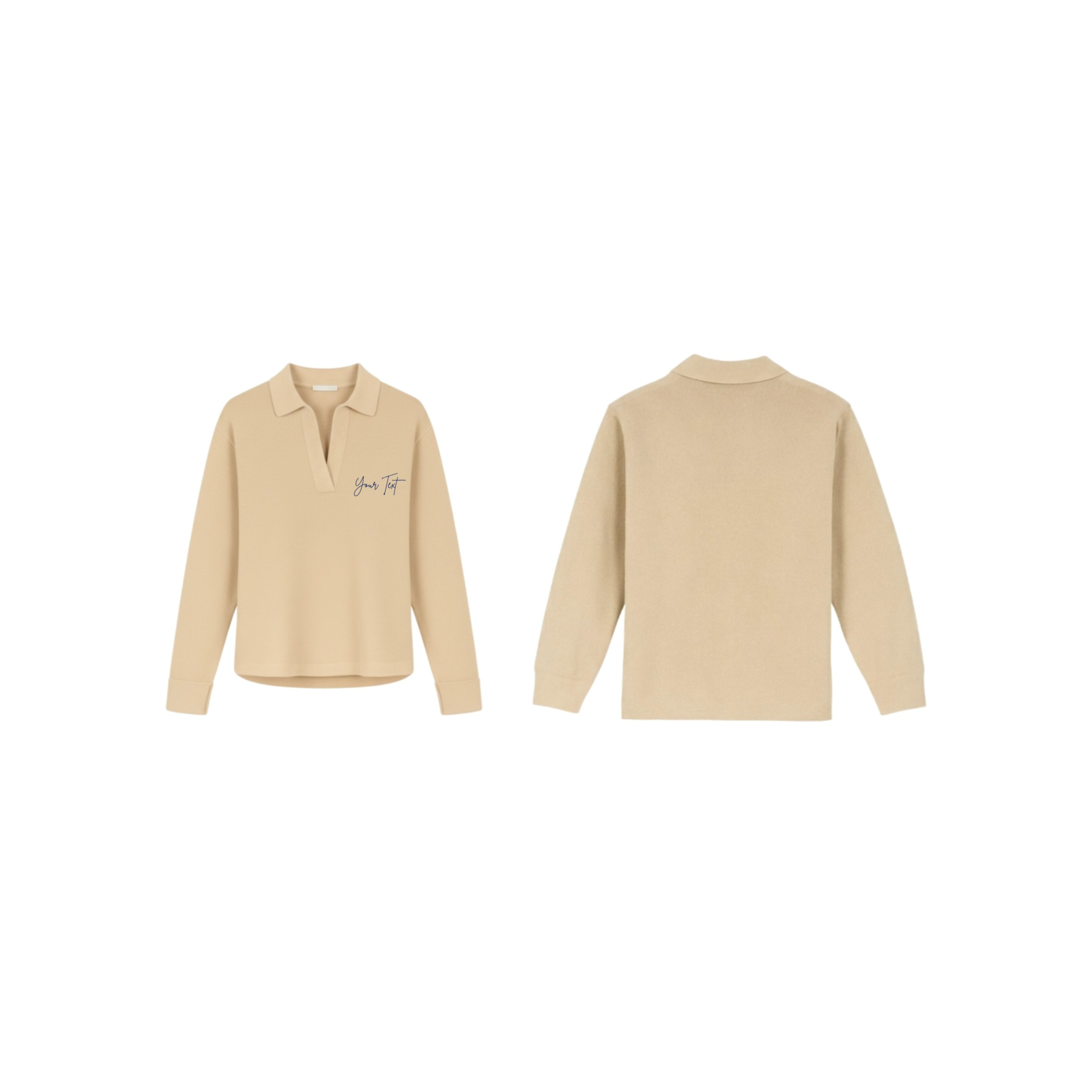 Split Neck Collared Polo Inscription