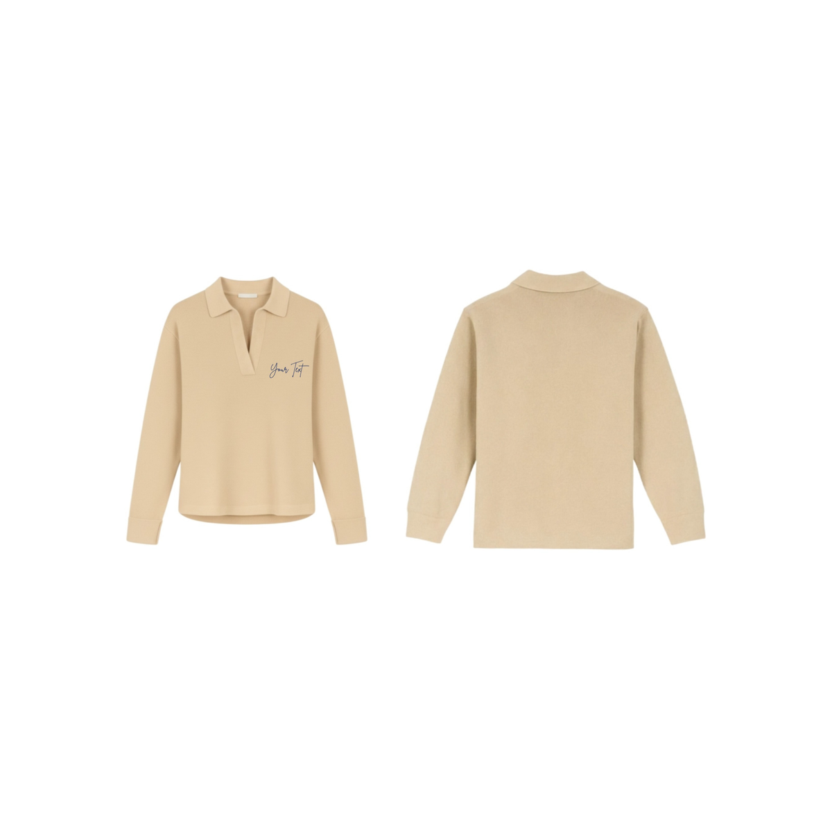 Split Neck Collared Polo Inscription