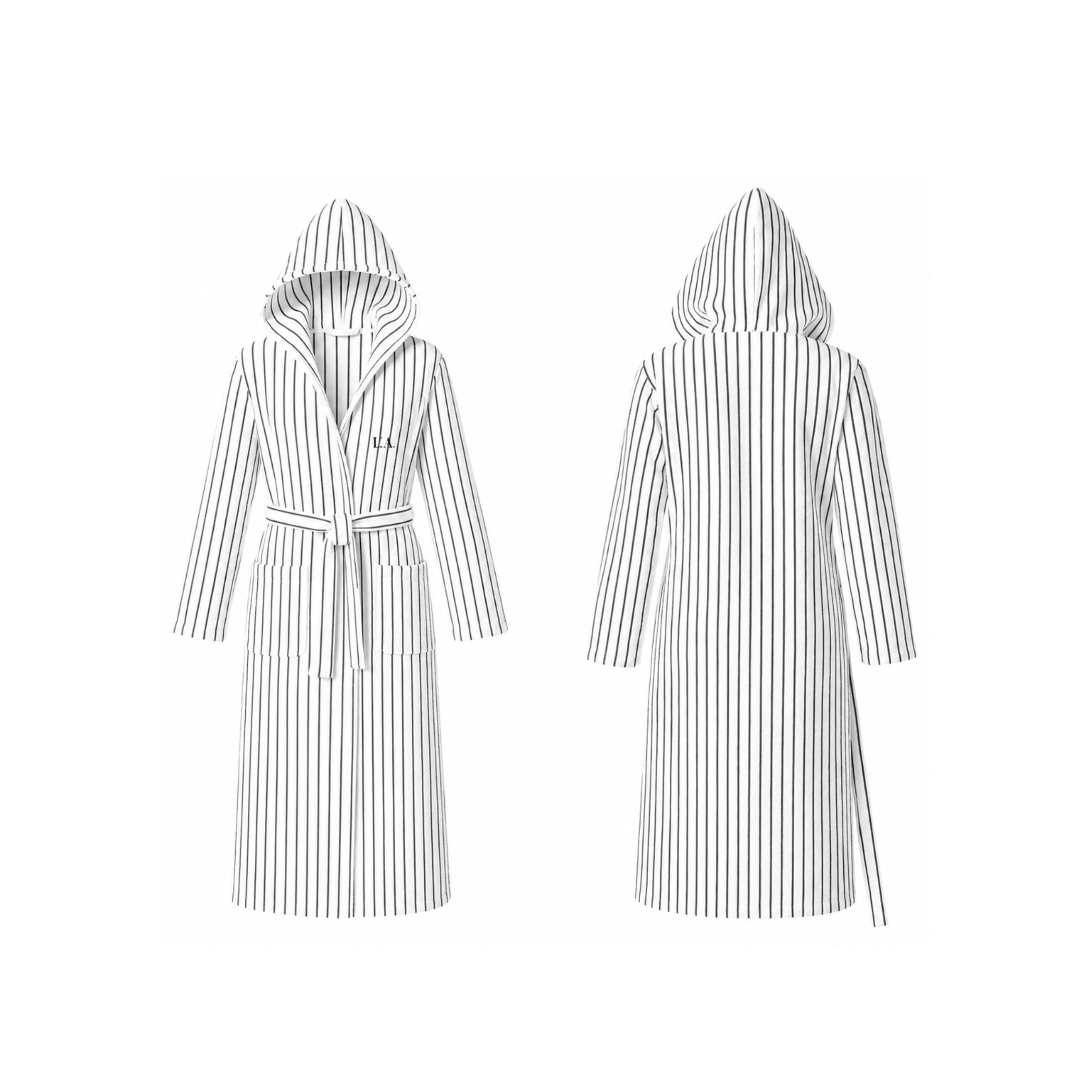 Striped Hooded Robe Monogram