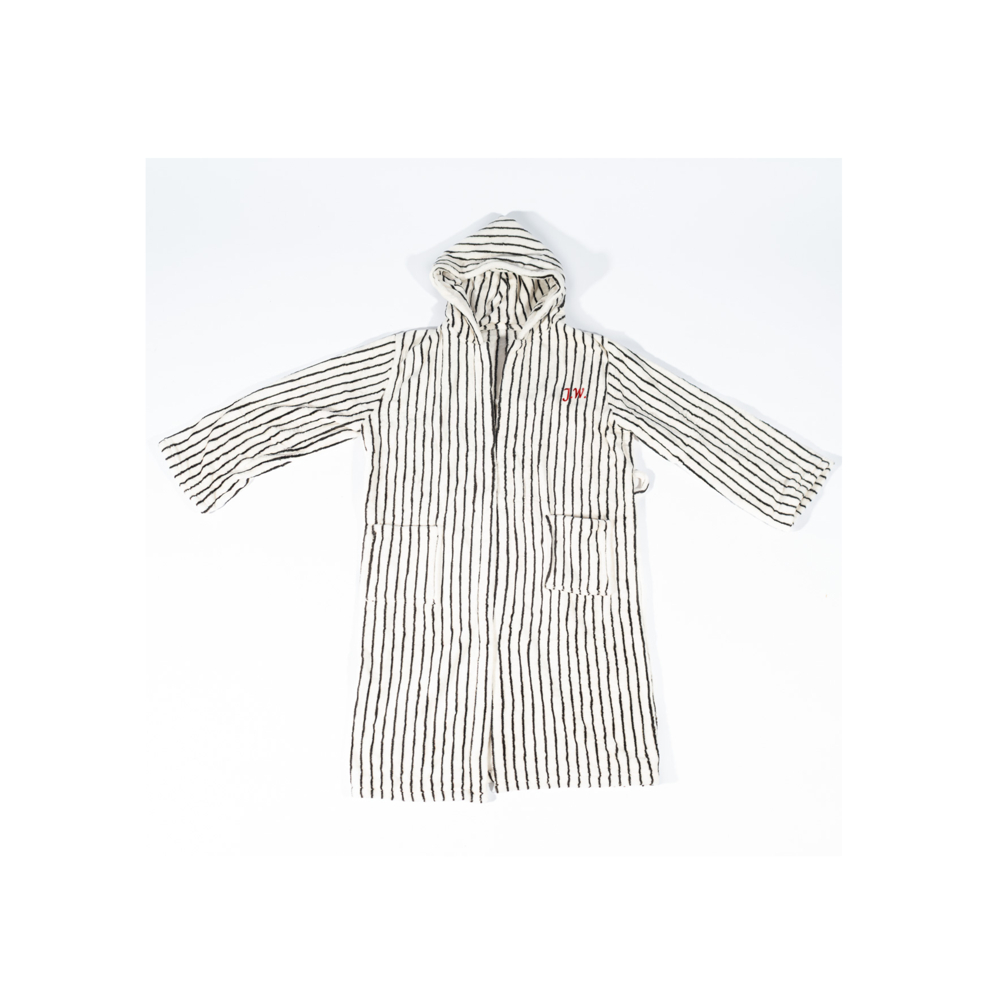 Striped Hooded Robe Monogram