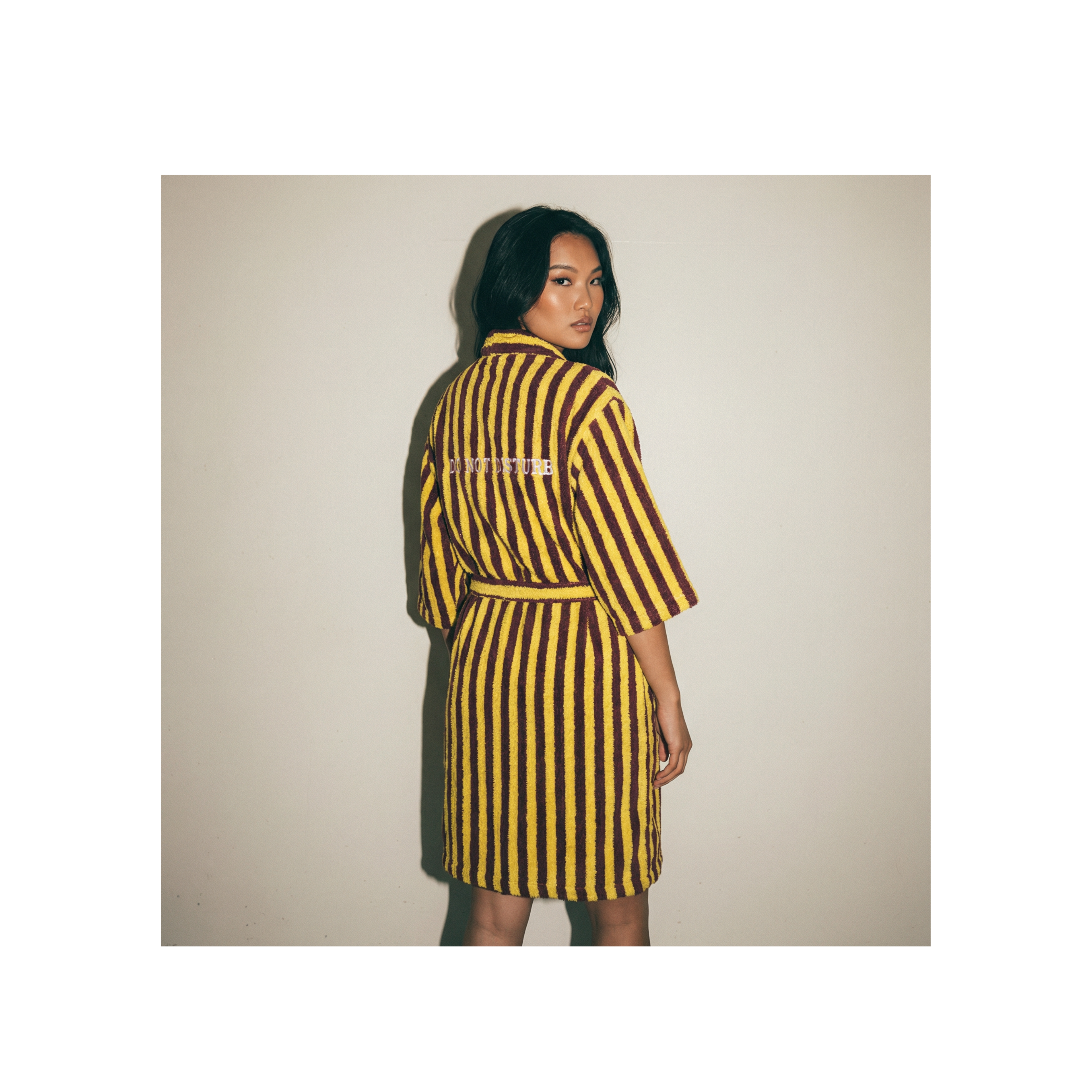 Inscription Striped Bath Robe