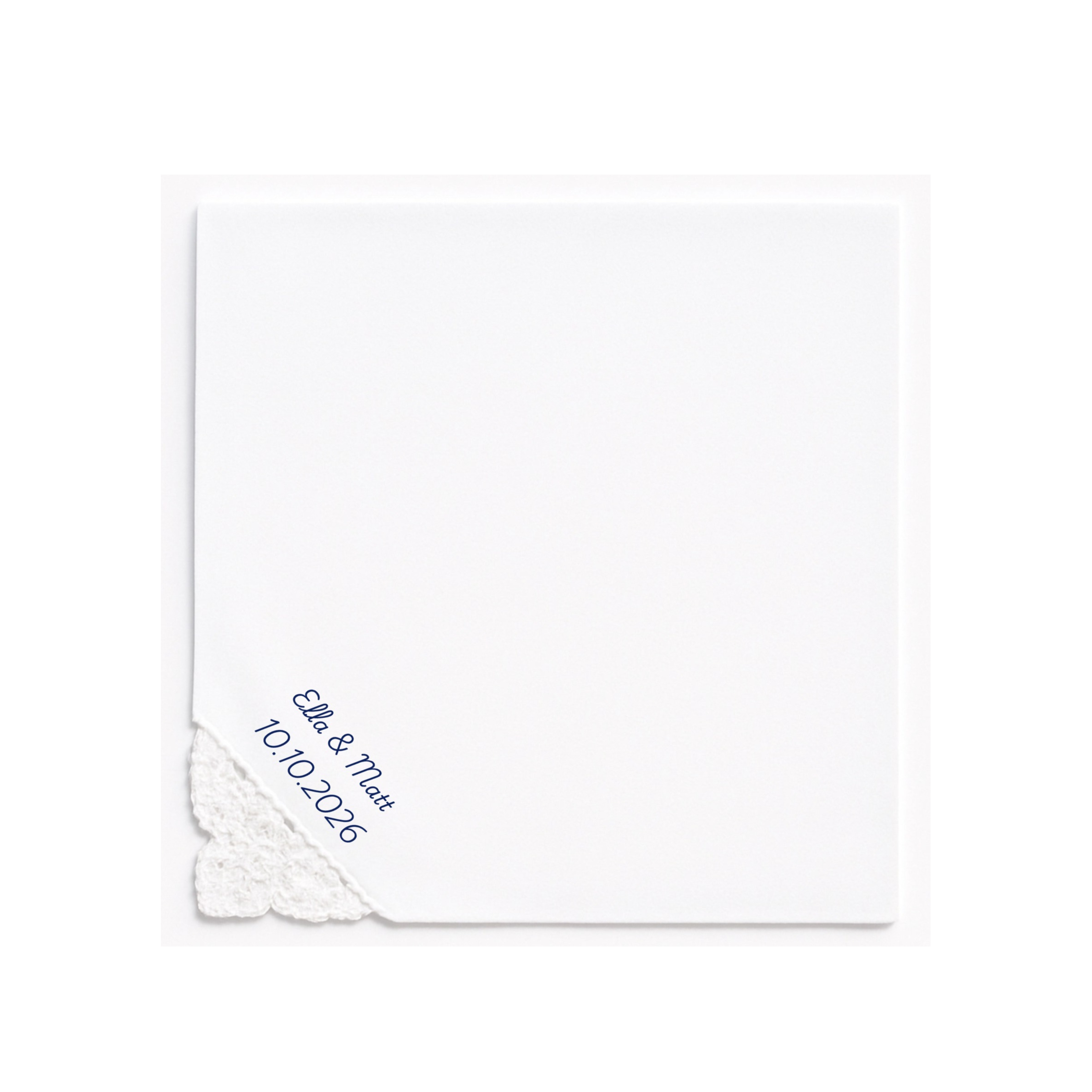 Violet Lace Handkerchief Inscription