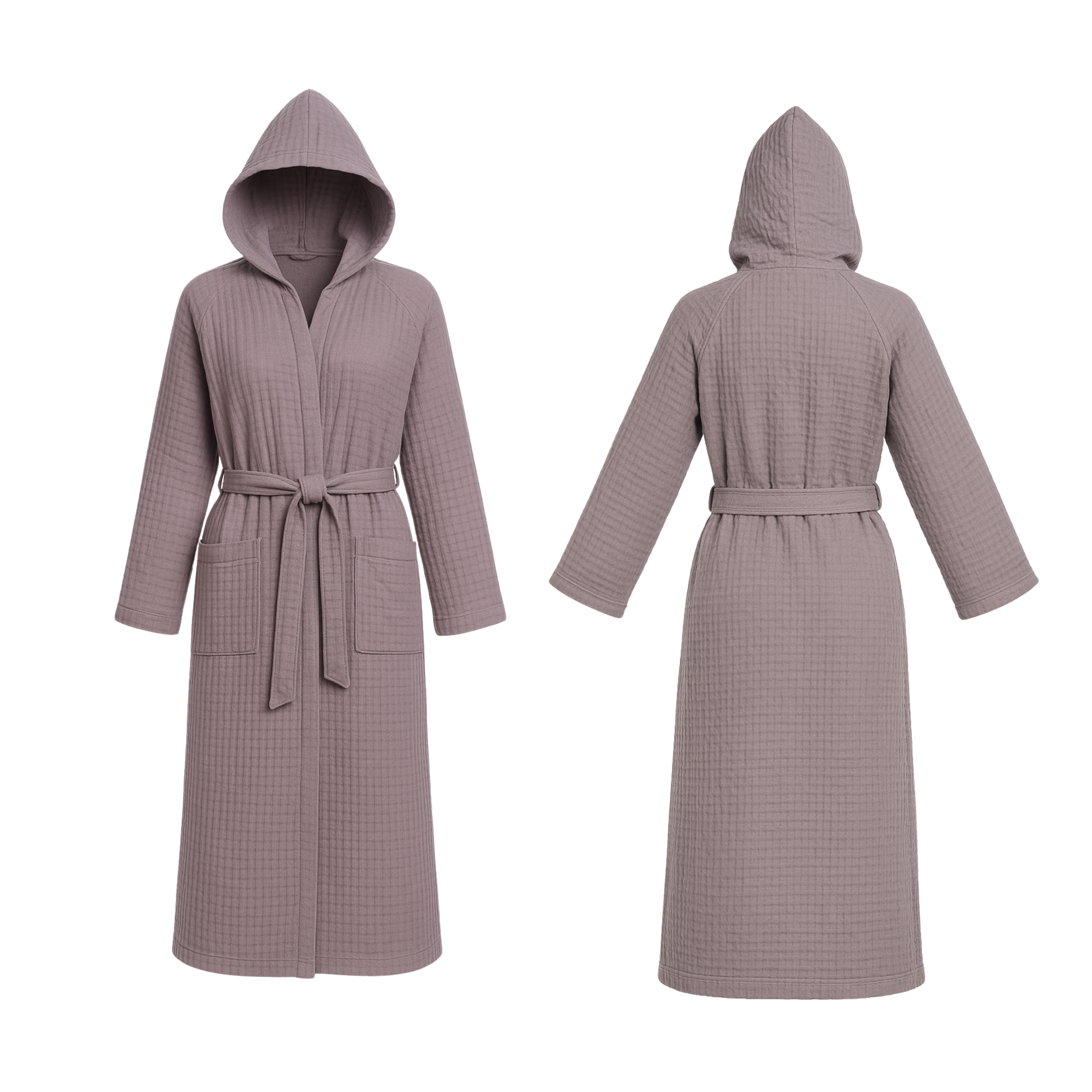 Waffle Hooded Robe Charcoal - BLANK