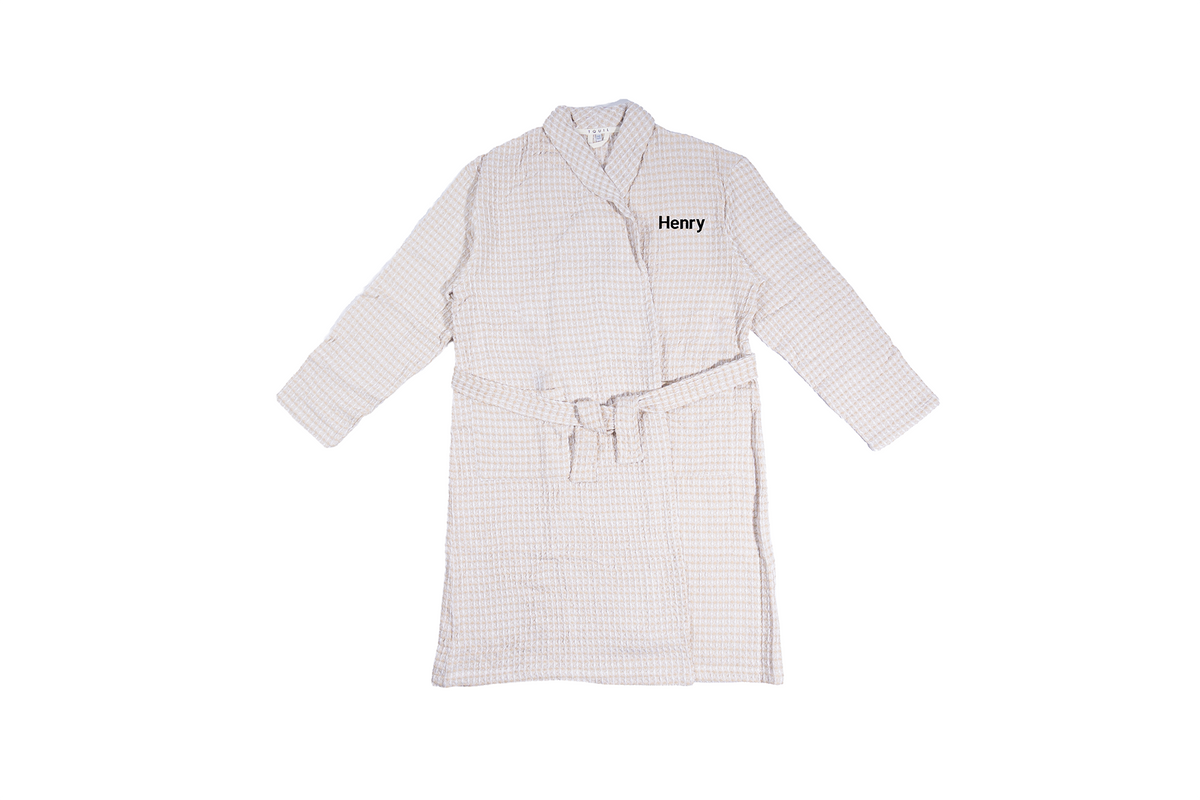 Waffle Gofret Robe Monogram Inscription