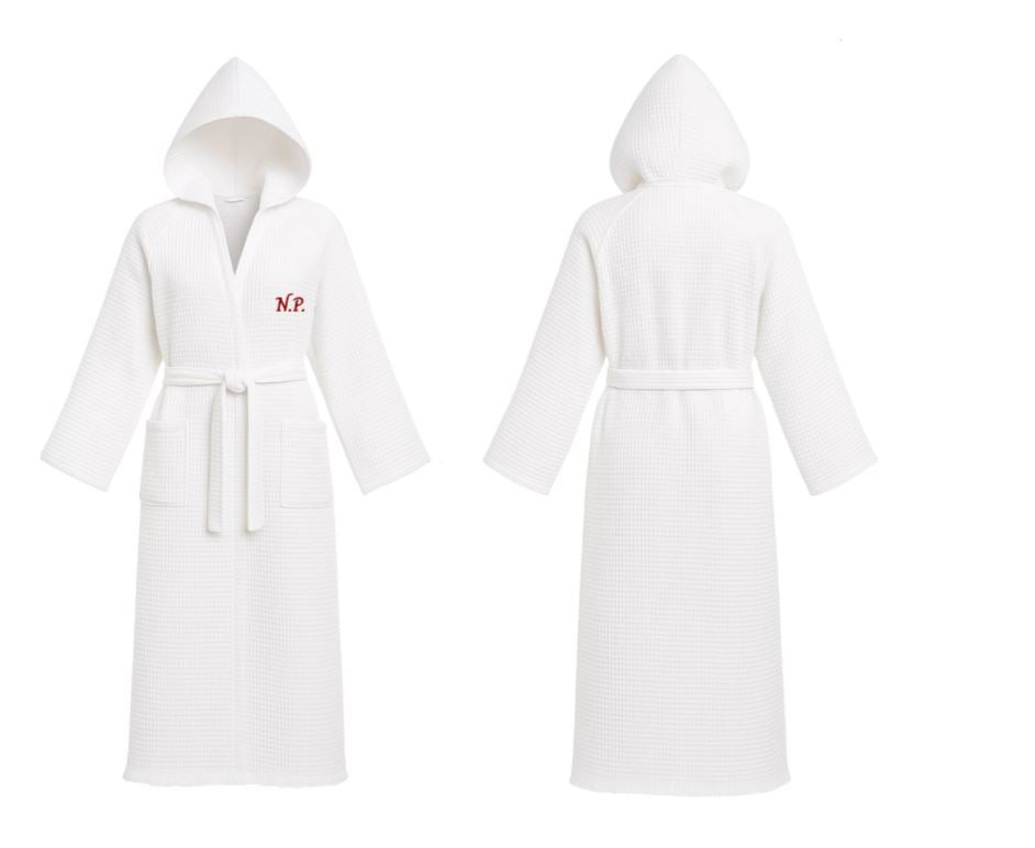 Monogram Waffle Hooded Robe
