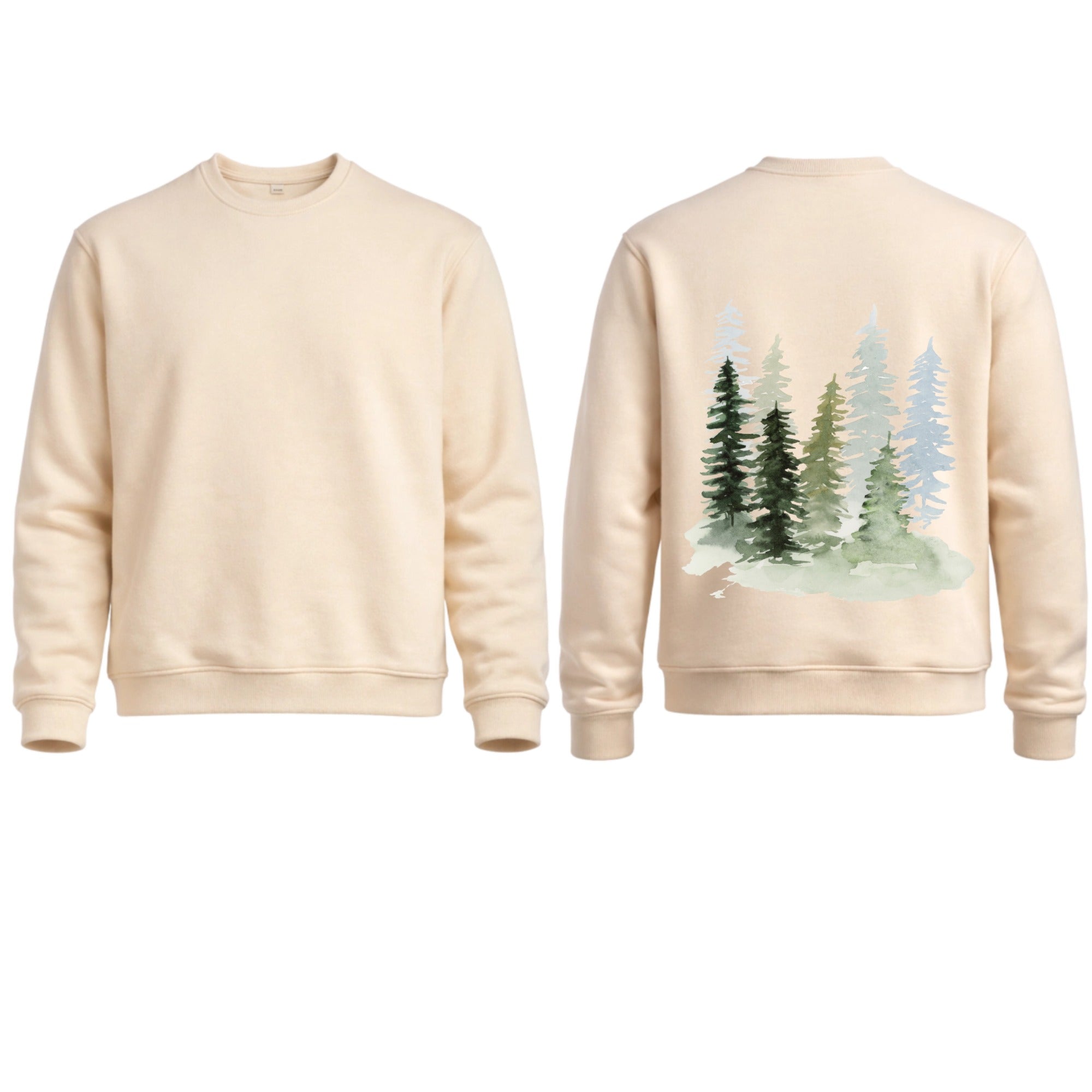 Mid Length Crew Neck Fleece Print Back