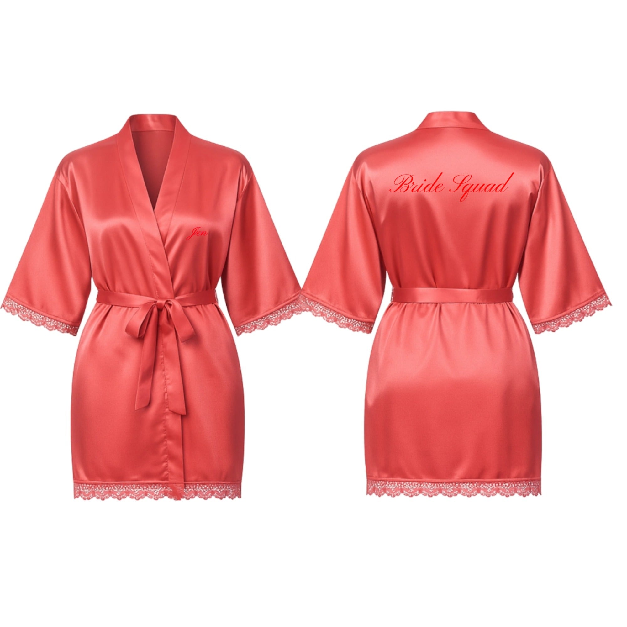 Inscription Front And Back Bridal Robe