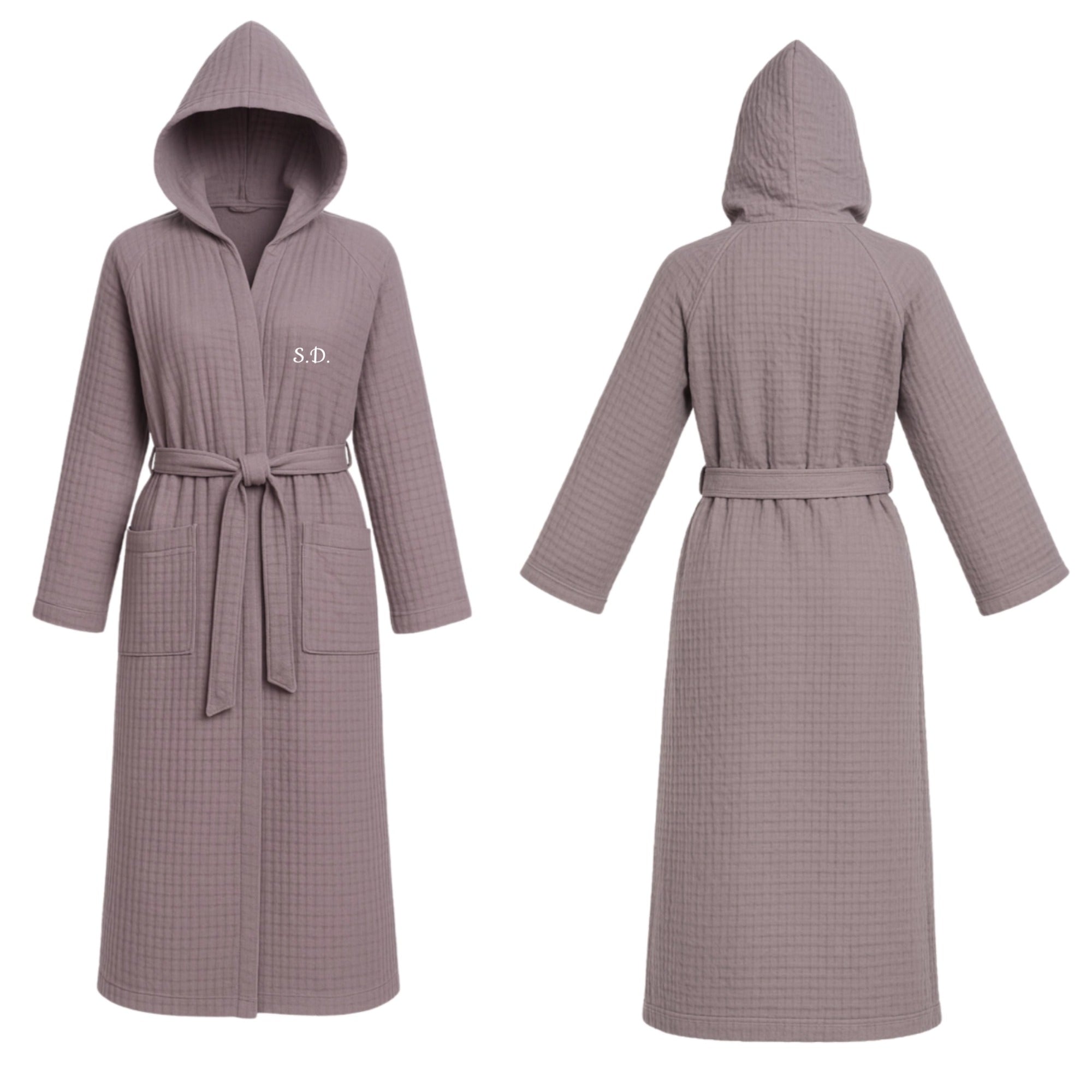 Initials Waffle Hooded Robe