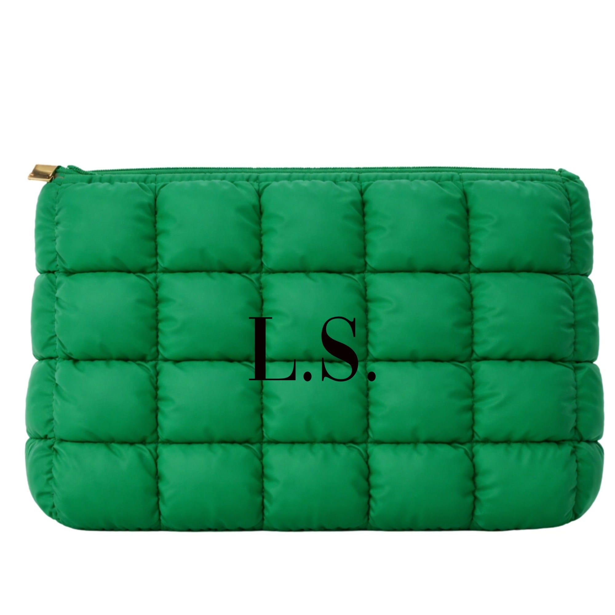 Initials Quilted Cosmetic Makeup Bag