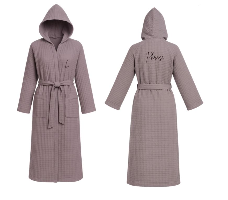 Inscription Hooded Waffle Robe