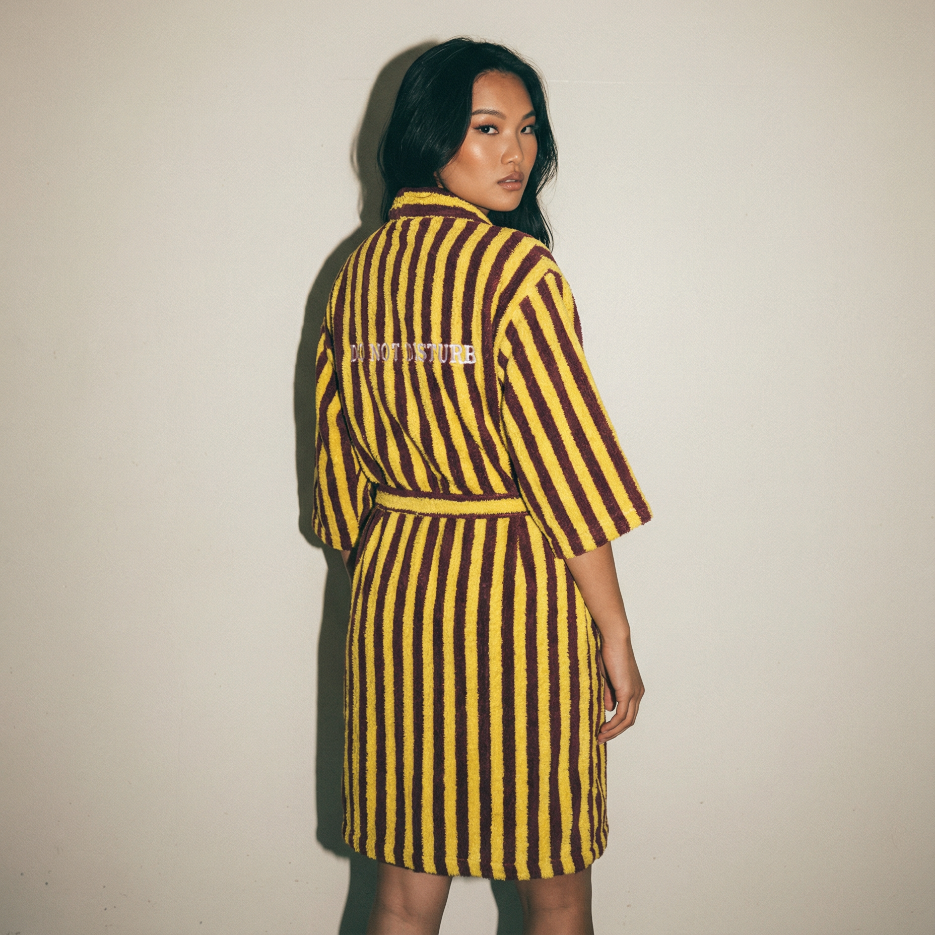 Inscription Striped Bath Robe